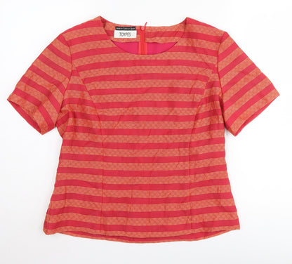 Toypes Women's Red Striped Jersey Short Sleeve Top