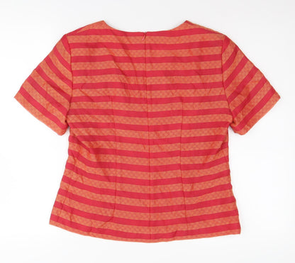 Toypes Women's Red Striped Jersey Short Sleeve Top