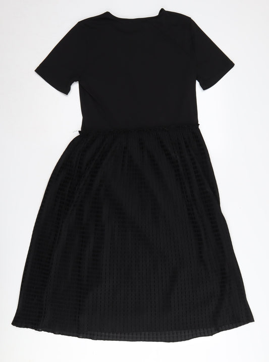 Zara Women's Black A-Line Knee-Length Dress