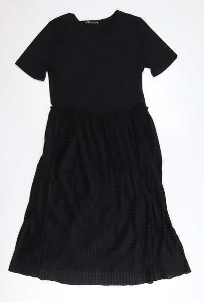 Zara Women's Black A-Line Knee-Length Dress