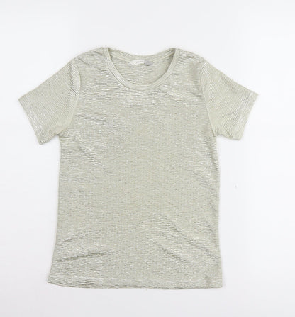 John Lewis Girls Silver T-Shirt, 8 Years, Short Sleeve