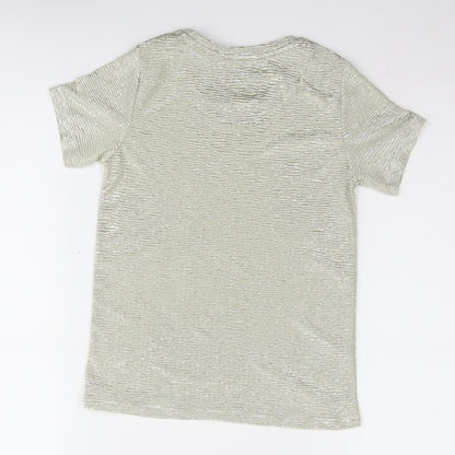 John Lewis Girls Silver T-Shirt, 8 Years, Short Sleeve