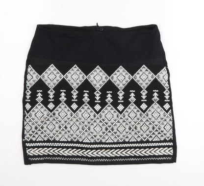 H&M Women's Black Geometric Knit Skirt, Size S