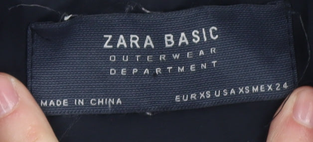 Zara Unisex Black XS Hooded Rain Coat