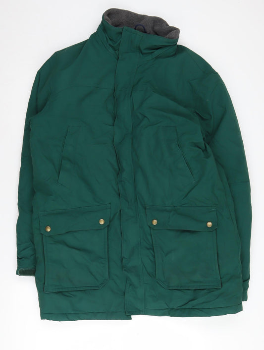 Mens UK Size M Lands' End Green Parka Coat
