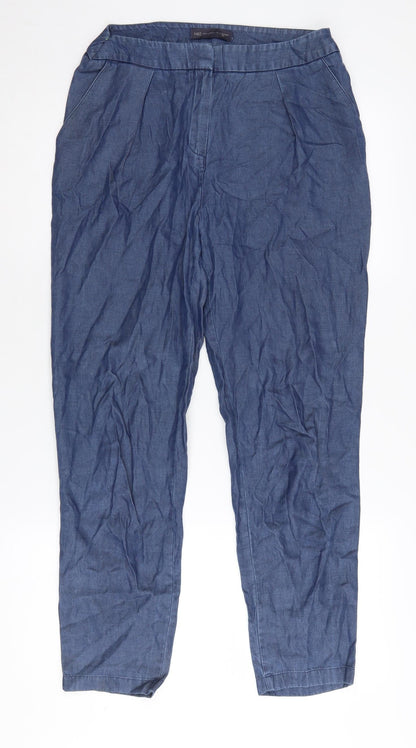 Marks and Spencer Women's Blue Cropped Denim Trousers, Size 8