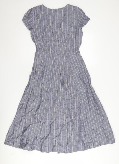 White Company Women's Grey Striped Shirt Dress Size 4