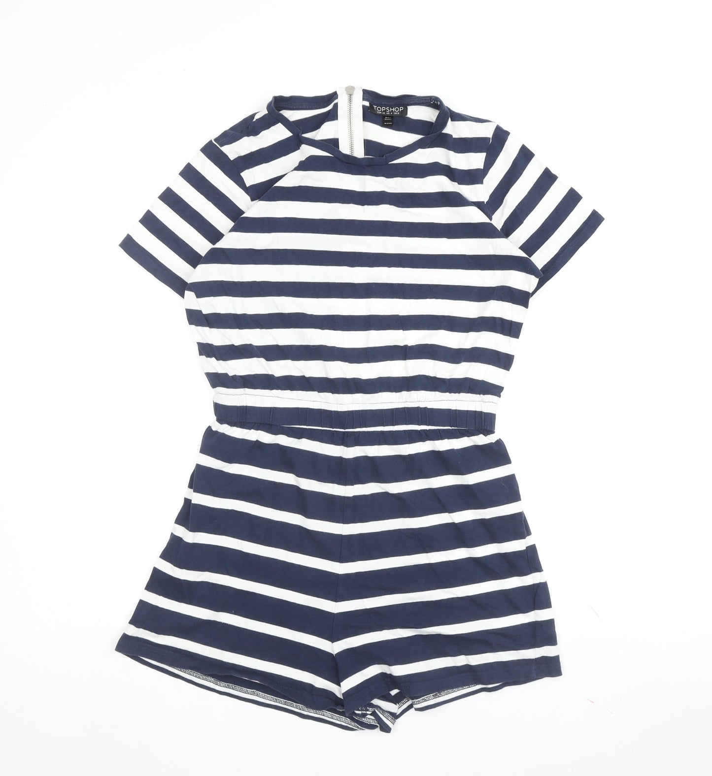 Topshop Women's Blue Striped Playsuit Size 8