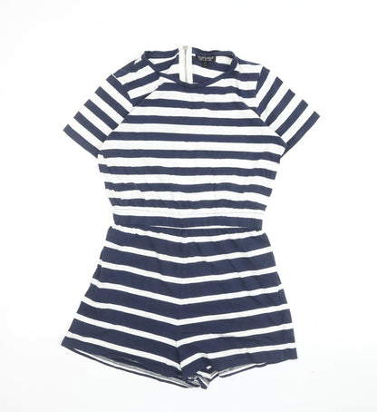 Topshop Women's Blue Striped Playsuit Size 8