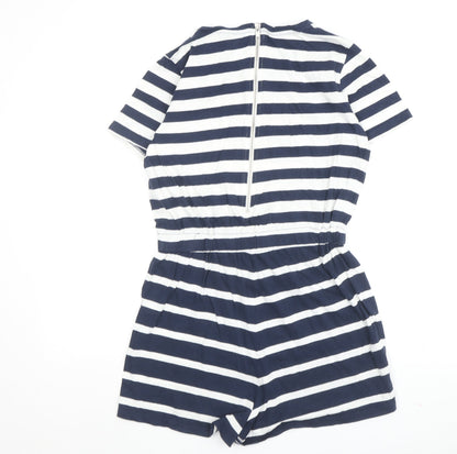 Topshop Women's Blue Striped Playsuit Size 8