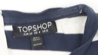 Topshop Women's Blue Striped Playsuit Size 8