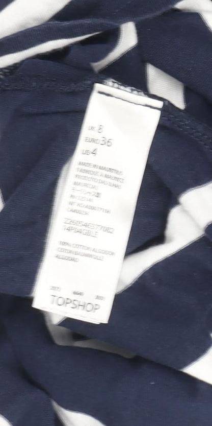 Topshop Women's Blue Striped Playsuit Size 8