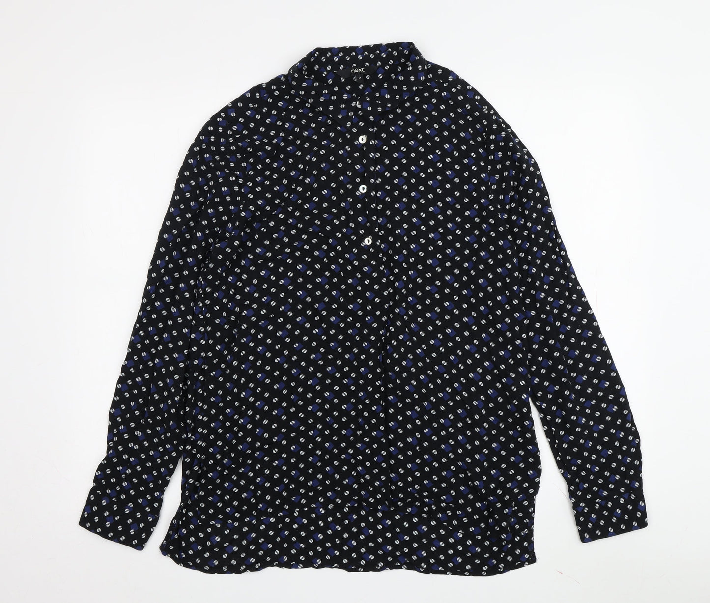 Womens UK Size 12 NEXT Black Basic Button-Up