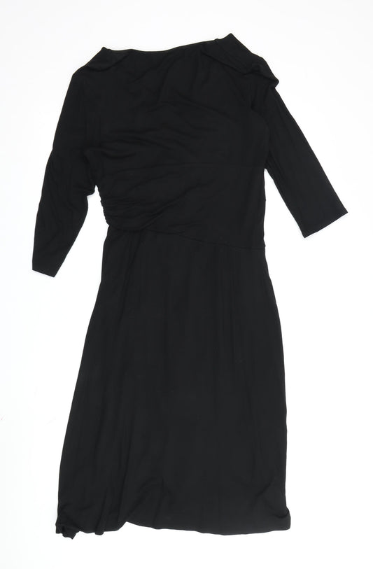 Phase Eight Black Viscose Dress Size 12 Women's