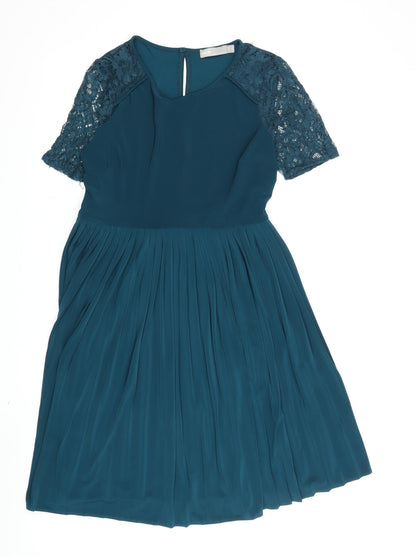 ASOS Women's Blue A-Line Lace Dress Size 8