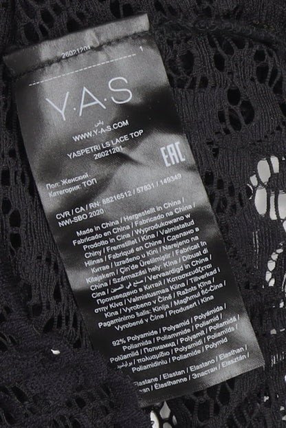 Womens UK Size M Y.A.S Black Lace Blouse