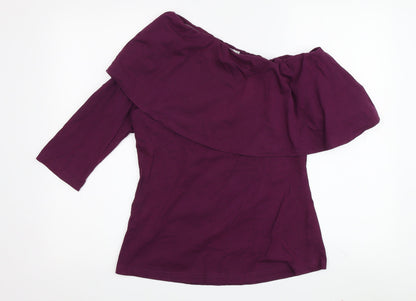 Miss Chase Women's Purple Off-Shoulder Blouse M