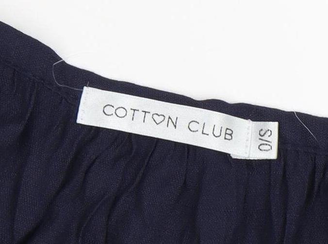 Cotton Club Women's Blue Tunic Blouse S 3/4 Sleeve
