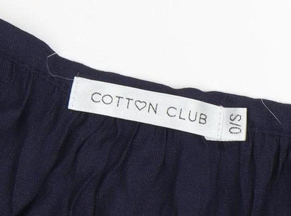 Cotton Club Women's Blue Tunic Blouse S 3/4 Sleeve