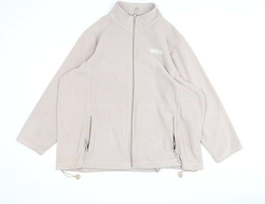 Daxon Women Beige Fleece Jacket M - Autumn Winter Casual