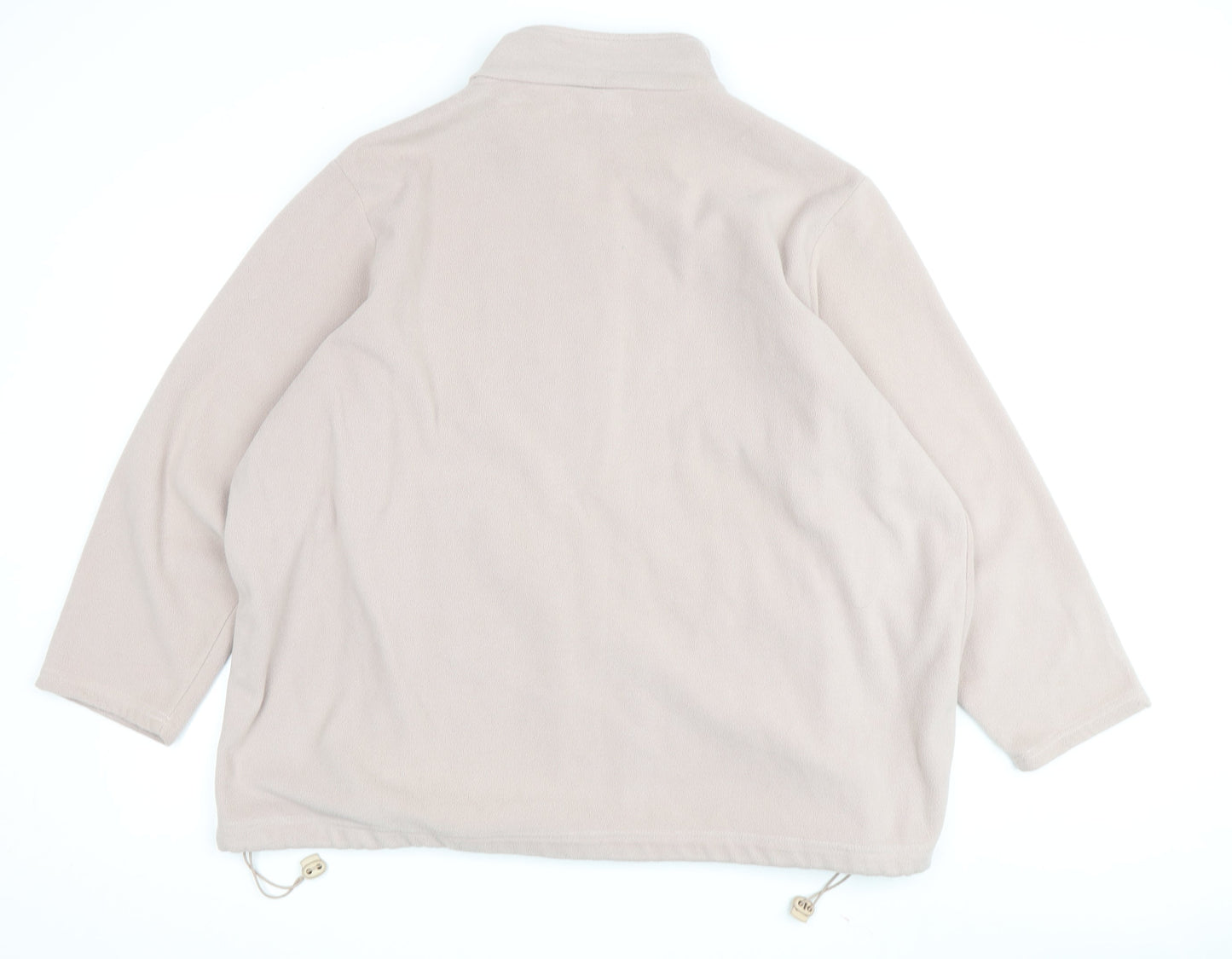 Daxon Women Beige Fleece Jacket M - Autumn Winter Casual