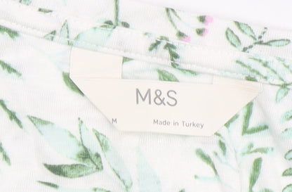 Marks and Spencer Women's Green Floral T-Shirt Dress M