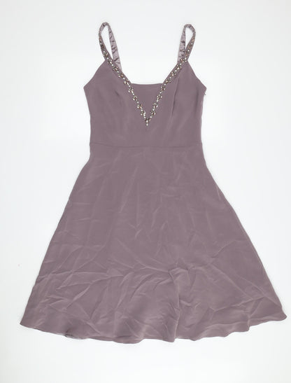 Monsoon Women's Grey A-Line Dress, Size 10, Beaded