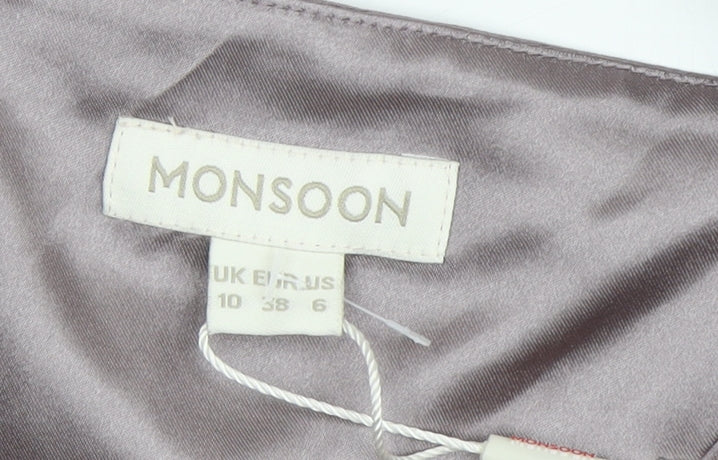 Monsoon Women's Grey A-Line Dress, Size 10, Beaded