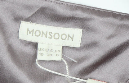 Monsoon Women's Grey A-Line Dress, Size 10, Beaded