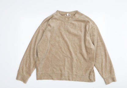 H&M Women's Beige Pullover Corduroy Sweatshirt M