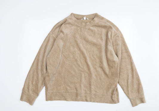 H&M Women's Beige Pullover Corduroy Sweatshirt M