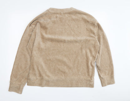 H&M Women's Beige Pullover Corduroy Sweatshirt M