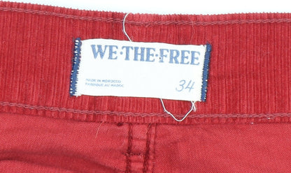We The Free Men's Red Corduroy Trousers, Size 34, Relaxed Fit
