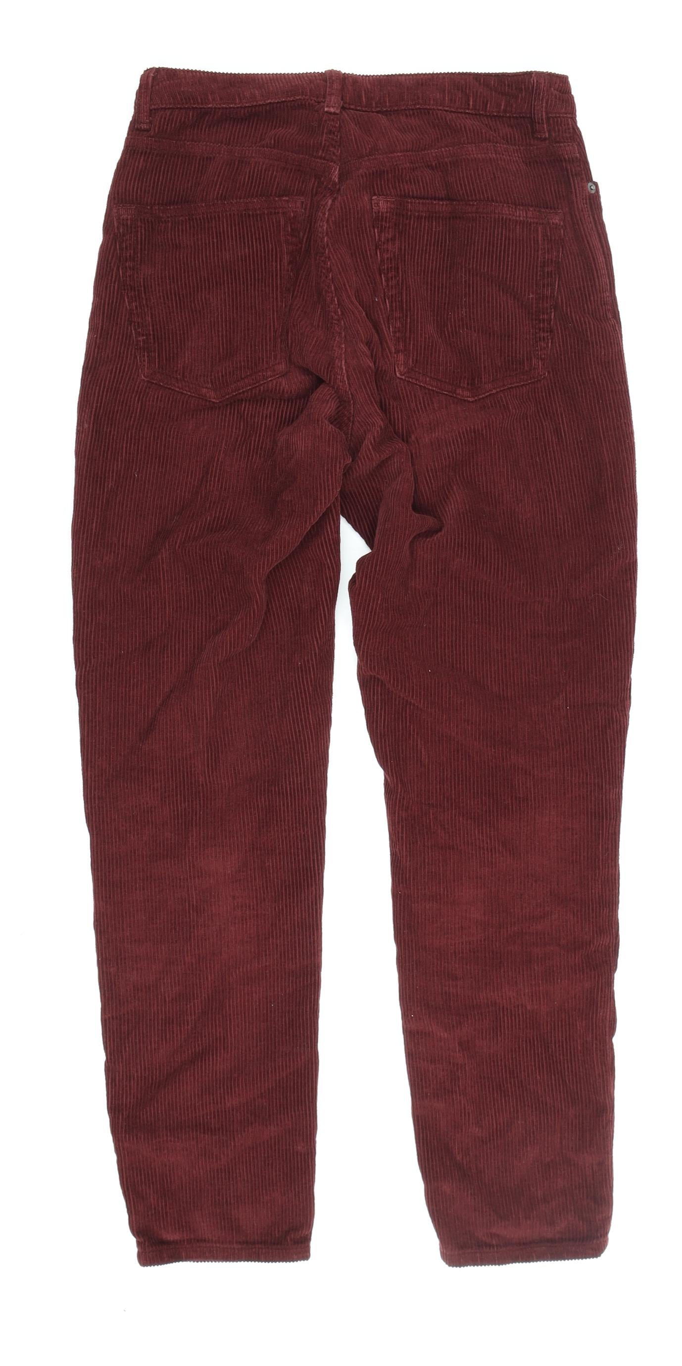 Topshop Women's Red Corduroy Straight Trousers