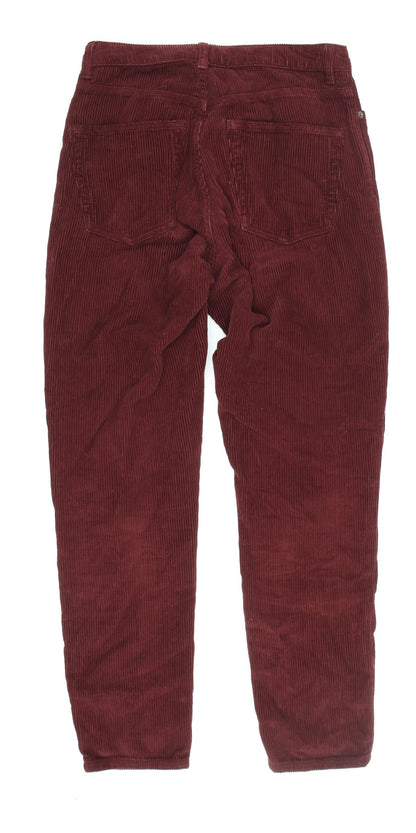 Topshop Women's Red Corduroy Straight Trousers