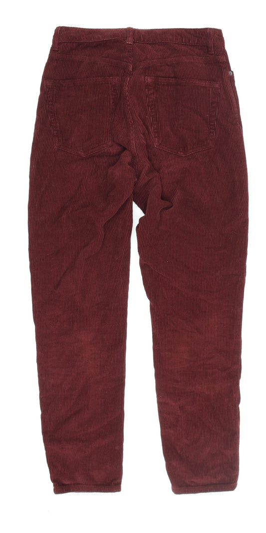 Topshop Women's Red Corduroy Straight Trousers