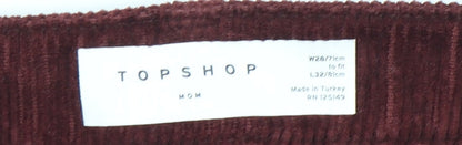 Topshop Women's Red Corduroy Straight Trousers