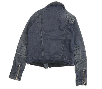 Womens UK Size 8 Topshop Blue Biker Coat