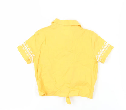 Marks and Spencer Girls Yellow Floral Button-Up Crop Top 4-5 Years