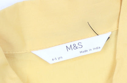 Marks and Spencer Girls Yellow Floral Button-Up Crop Top 4-5 Years