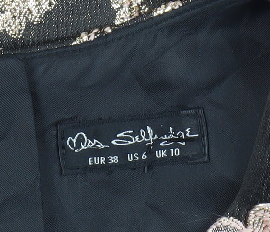 Miss Selfridge Black Floral Cropped Women's Blouse, Size 10