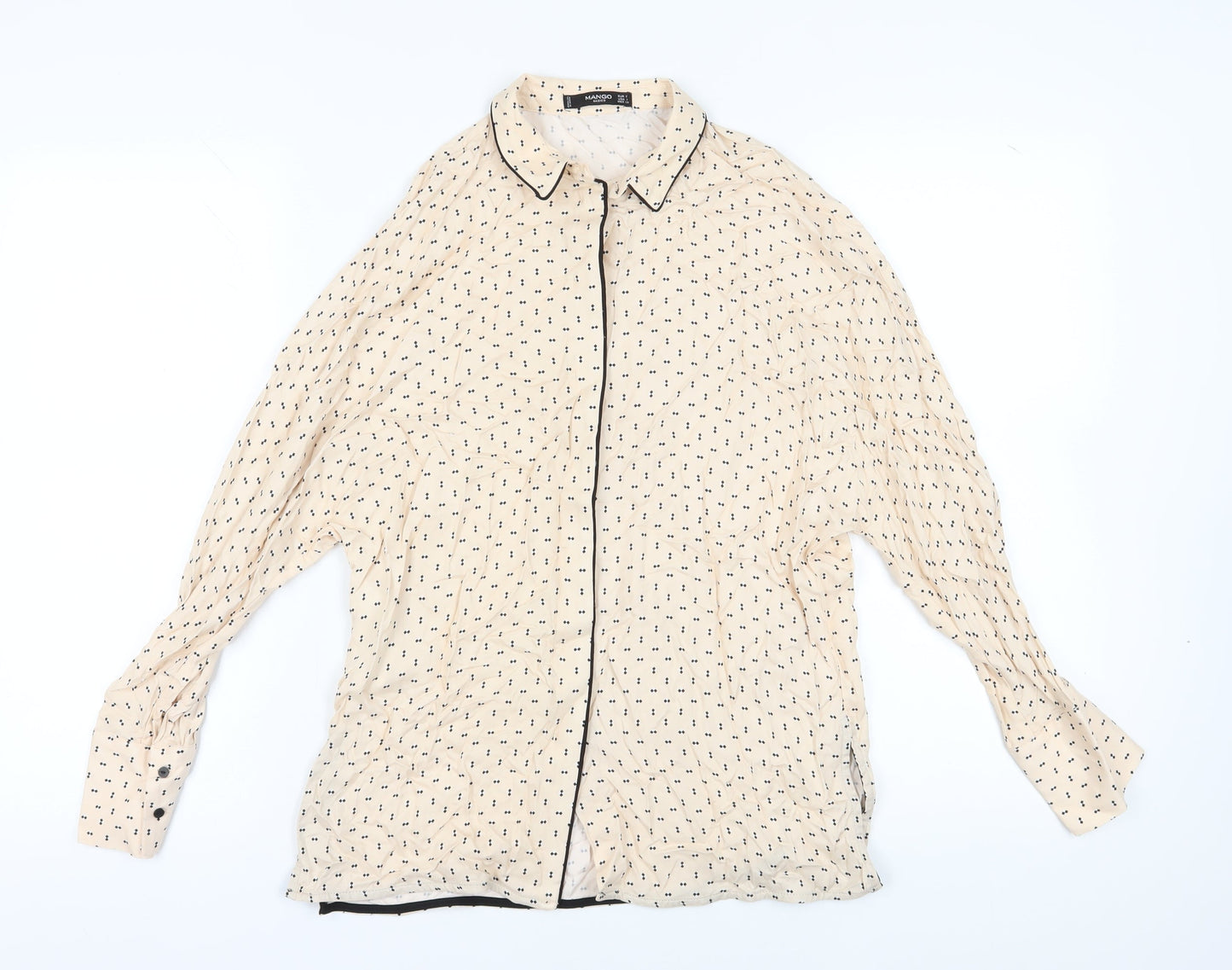 Womens UK Size S Mango Beige Basic Button-Up