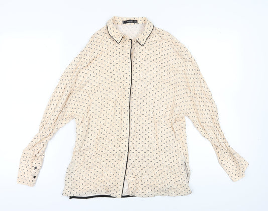 Womens UK Size S Mango Beige Basic Button-Up