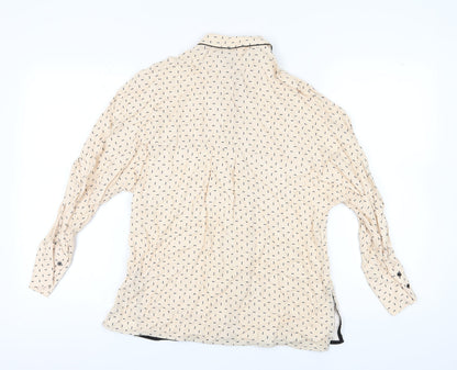 Womens UK Size S Mango Beige Basic Button-Up