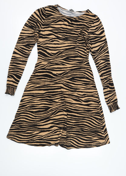 Dorothy Perkins Women's Brown Animal Print Dress Size 10