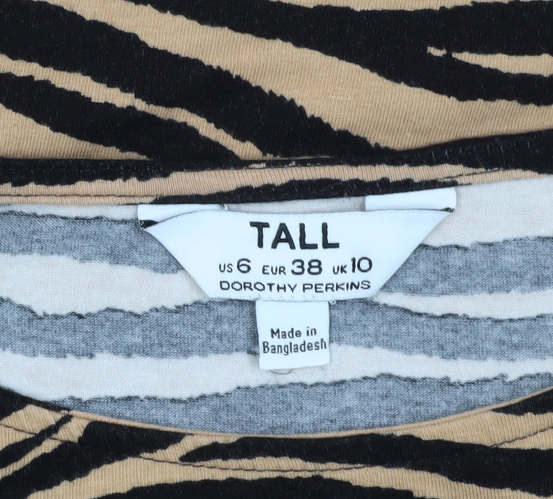 Dorothy Perkins Women's Brown Animal Print Dress Size 10