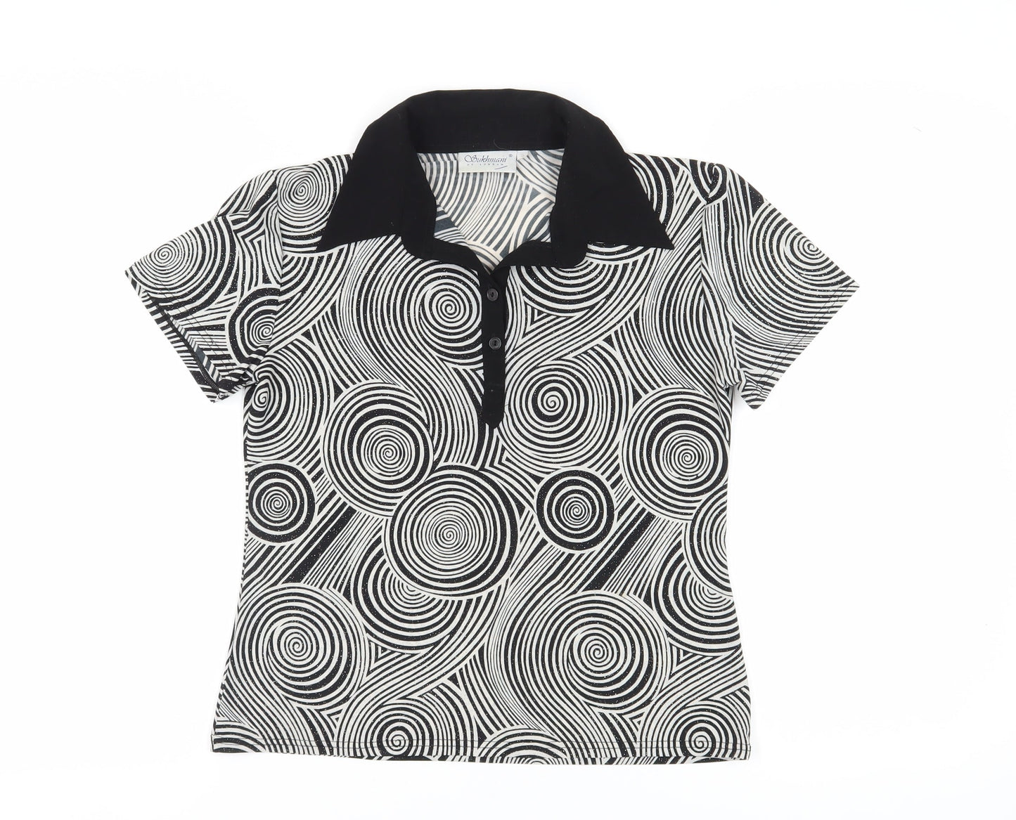Sukhmani Women's Black & White Polo Shirt S