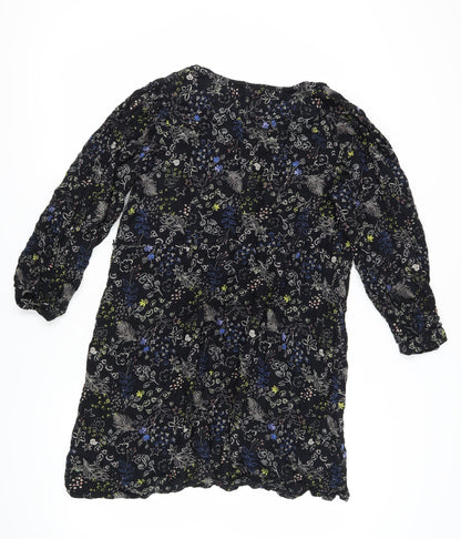 Monsoon Women's Black Floral XL Long Sleeve Dress