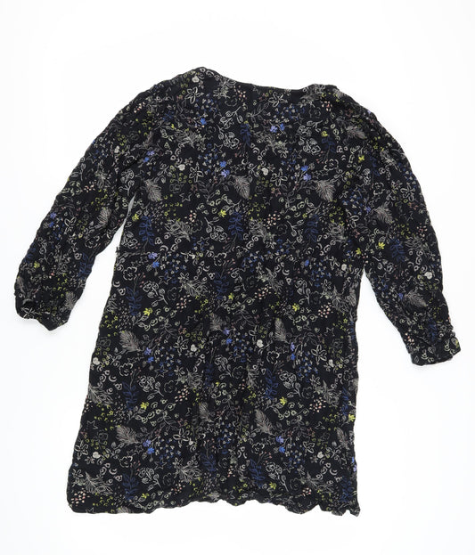 Monsoon Women's Black Floral XL Long Sleeve Dress