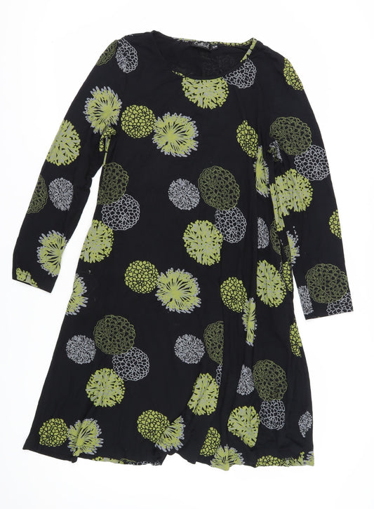 Capri Women’s Black Floral Dress S-M Long Sleeve